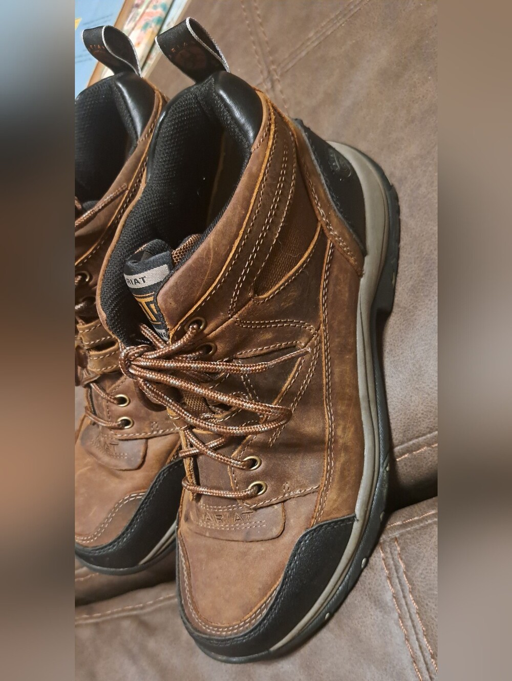 Mens Ariat Terrain Cordovan Brown Leather Hiking Boots Outdoors Work Sz 9D - Picture 5 of 10